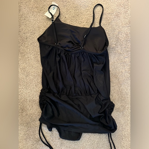 Black one piece bathing suite with ties - Picture 5 of 7